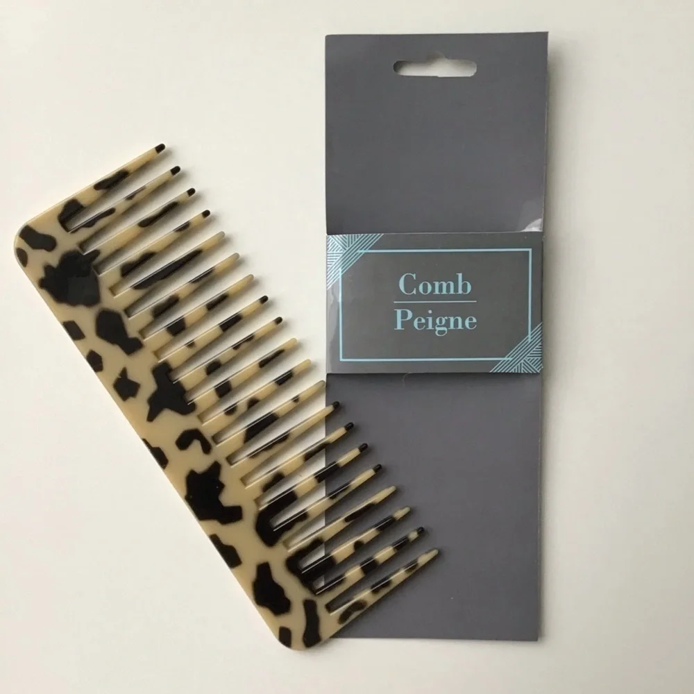NEW Tortoise-Look Comb Wide Tooth Hair Detangler Vanity Purse Gym Bag Beach
